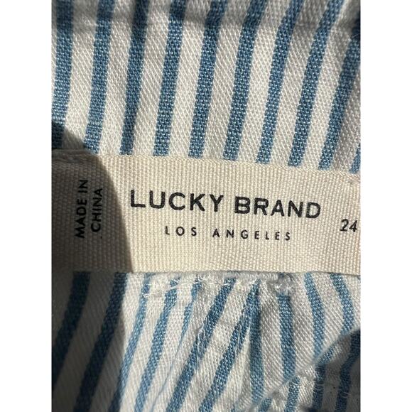 Lucky Brand Y2K Women's High Waist Linen Blend Casual Shorts Striped Size 24 - Picture 2 of 4